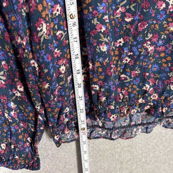 American Rag Top Medium Floral Crochet Puff Cottage Peasant Boho‎ Farmhouse - Picture 7 of 11